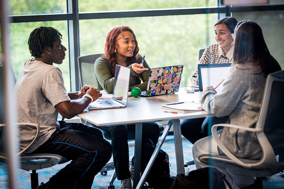 study group in the Sinquefield Science and Engineering Center