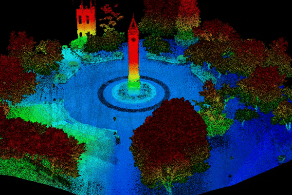 A LIDAR image from the Remote Sensing Lab The SLU Clocktower as seen by LIDAR imaging from the Remote Sensing Lab