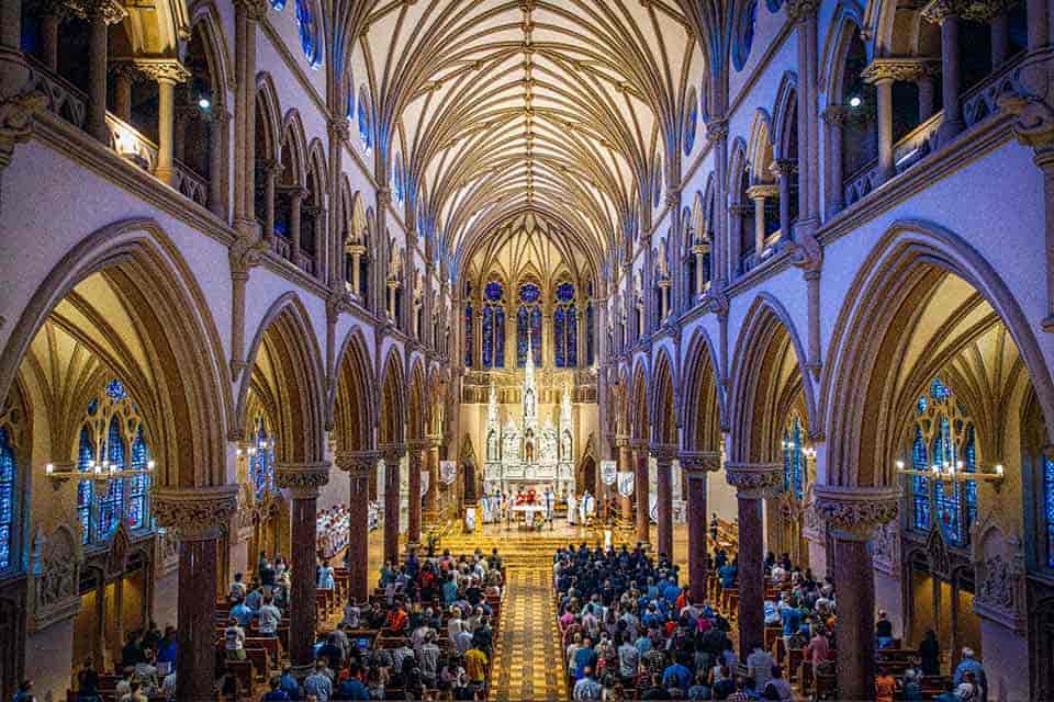 An interior shot of SLU's College Church