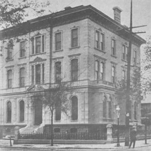 The original building for the Saint Louis University School of Law was located on the southeast corner of Leffingwell Avenue and Locust Street.