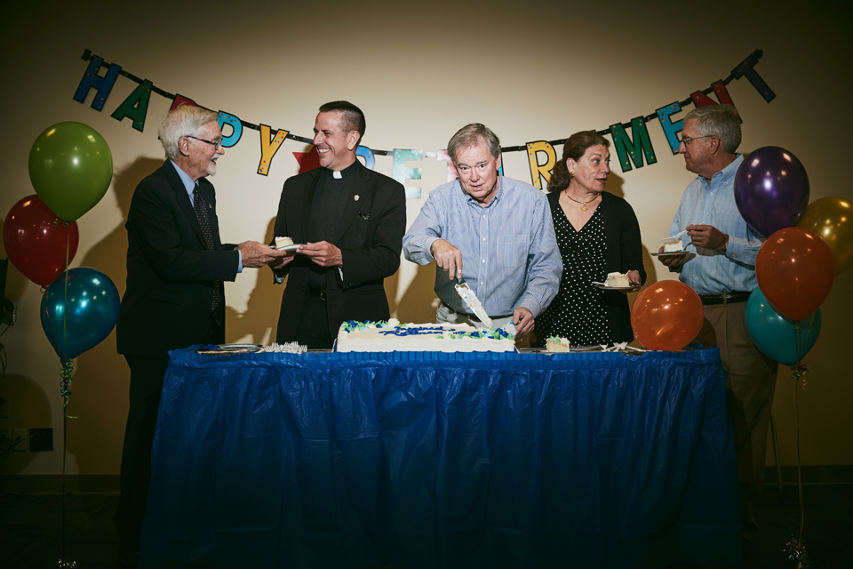 Inspired Retirement party cake cutting