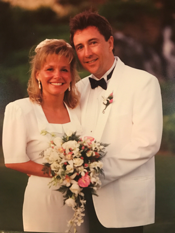 Jim Dean and his wife at their wedding