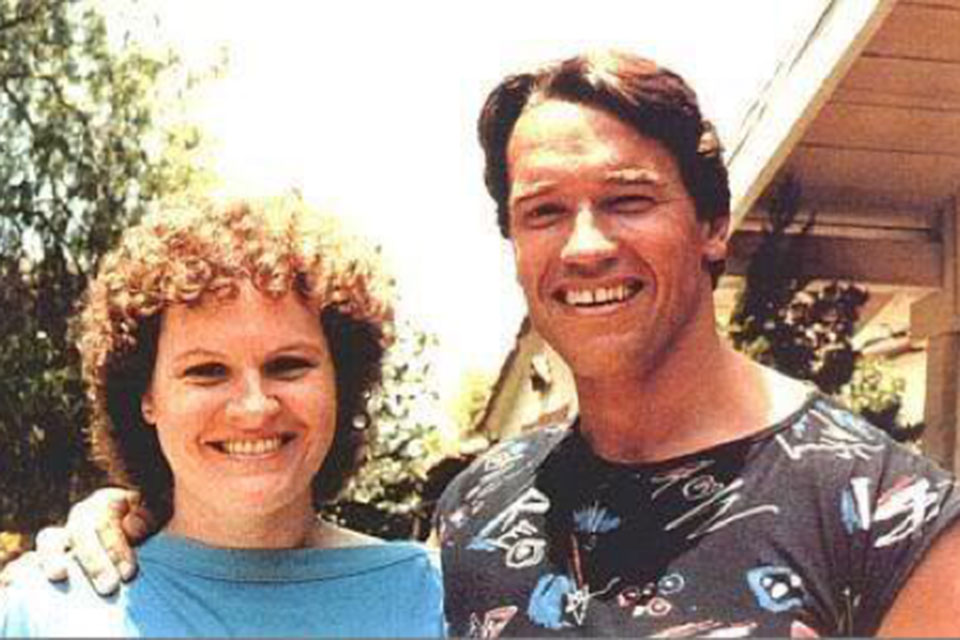 Muellerleile and Arnold Schwarzenegger during the filming of The Terminator