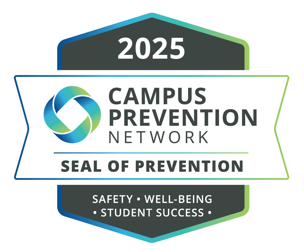 CPN Seal 2023/2024 Image of the Vector seal of prevention, reading 2026 Campus Prevention Network Seal of Prevention, Safety, Well being, Student Success